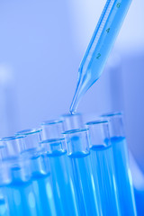 Test tubes closeup, laboratory 