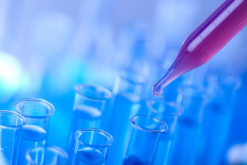 Test tubes closeup, laboratory 