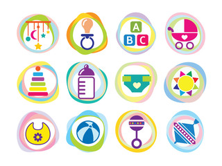 vector card with colorful baby icons
