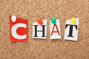 The word Chat on a cork notice board