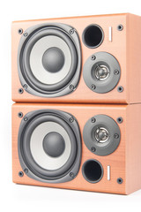Fototapeta premium wooden sound speakers isolated on white