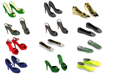 realistic 3d render of shoes set