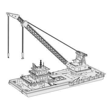 cartoon image of floating crane