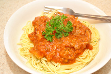 Angel Hair Pasta with Sauce and Parsley