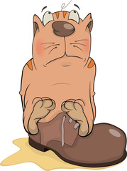 A tabby cat and a boot cartoon