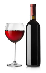 Glass and bottle of red wine