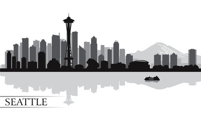 Seattle city skyline silhouette background - 61904659