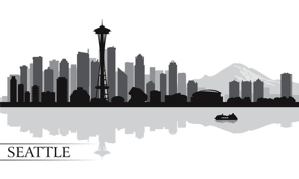 Seattle city skyline silhouette background