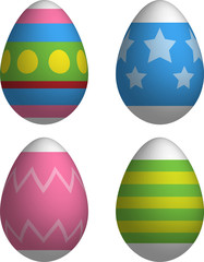 Decorated Easter Eggs 3d Vector Drawing Set