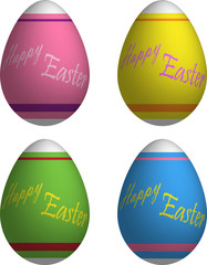 Decorated Happy Easter Eggs 3d Vector Drawing Set