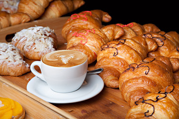 Beautiful cookie and bakery with cup of coffee