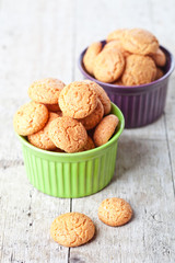 meringue almond cookies in bowls