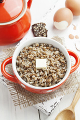 Buckwheat porridge with butter and eggs