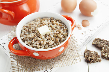 Buckwheat porridge with butter and eggs