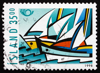 Postage stamp Iceland 1998 Sailboats