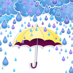 Vector umbrella and rain drops.