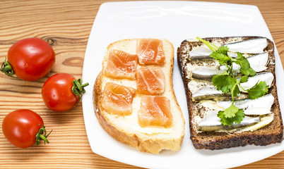 fish sandwiches and cherry tomatoes