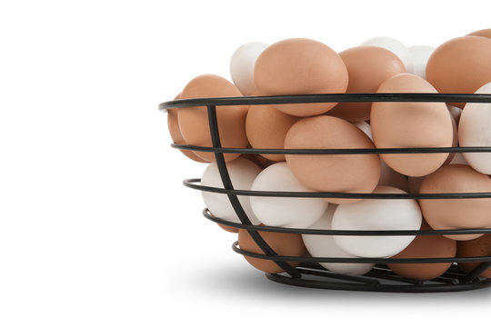 Basket Of Brown And White Eggs