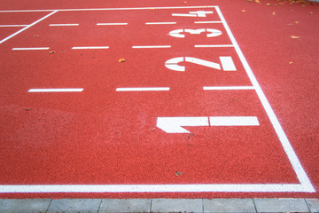 Start track  line on a red running track