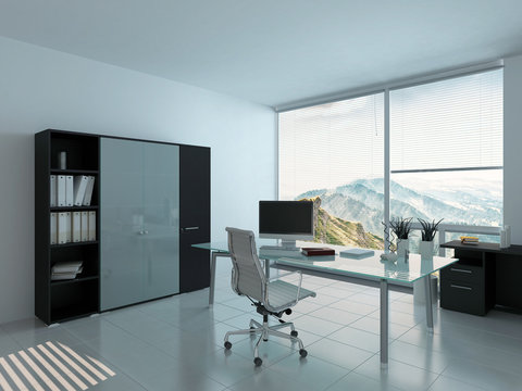 Modern home office interior with desk
