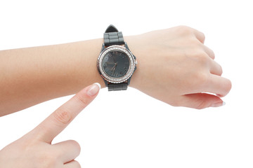 wrist watch and the hand as a pointer
