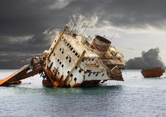 Stranded shipwreck.