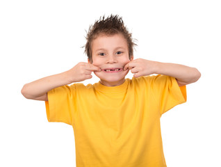 happy boy portrait on white