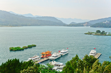 Aerial view of famous Sun Moon lake in Taiwan