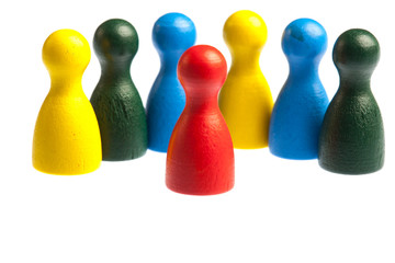 Support queue line concept, pawn figures