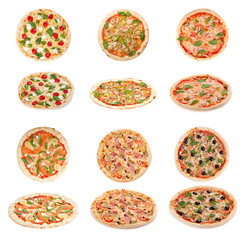 Fototapeta na wymiar Set of tasty Italian pizza