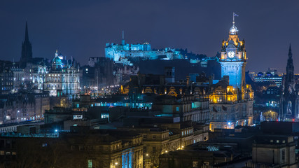 Edinburgh Skyline at Night - obrazy, fototapety, plakaty