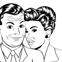 Man and woman love couple in pop art comic style