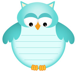 Blue Baby Owl with Label