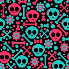 Seamless pattern with funny skulls