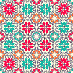 Seamless colourful ornament tiles