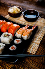 Fototapeta na wymiar Fresh and tasty sushi from Japan