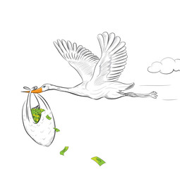 Stork Flying With Money