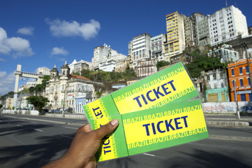 Brazilian Hand Holds Tickets Pelourinho Salvador Brazil