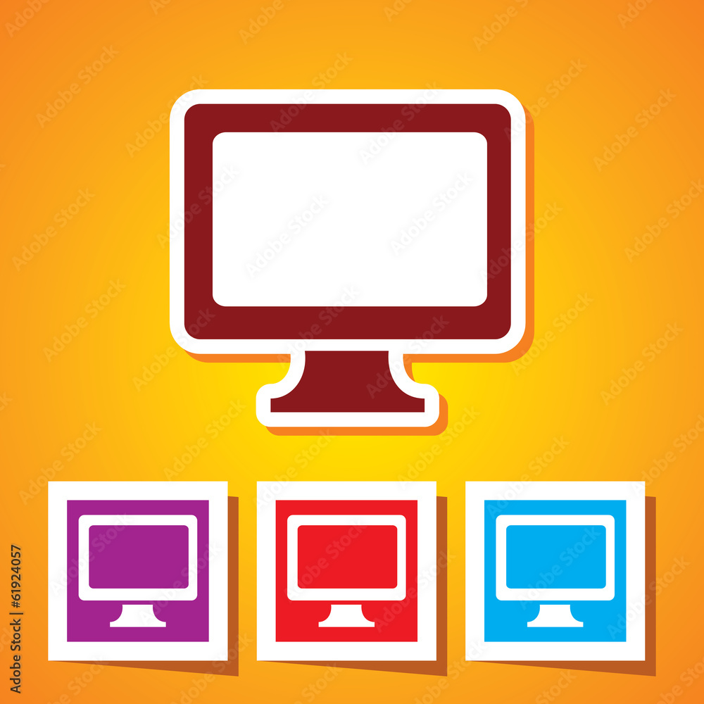 Aufkleber vector computer display isolated on colourful background