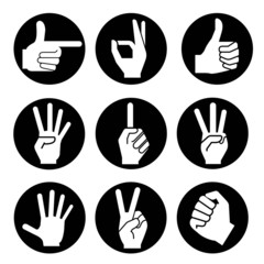 Fototapeta premium hand icons, hand buttons, round buttons