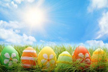 Easter eggs in grass