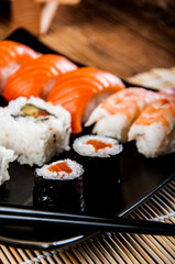 Colorful Japanese theme with sushi