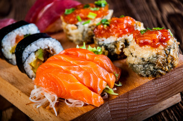 Colorful Japanese theme with sushi
