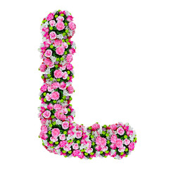 L, flower alphabet isolated on white with clipping path