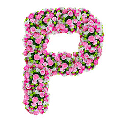 P, flower alphabet isolated on white with clipping path