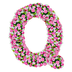 Q, flower alphabet isolated on white with clipping path