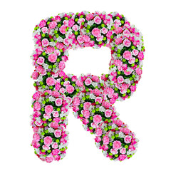 R, flower alphabet isolated on white with clipping path