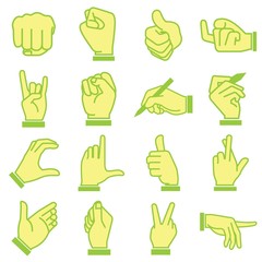 hand set, cartoon style, green theme