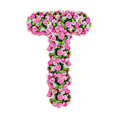 T, flower alphabet isolated on white with clipping path