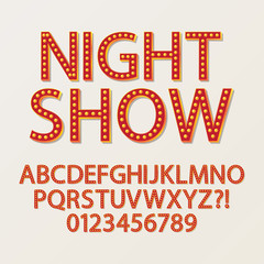 Vermilliom Shade Broadway Alphabet and Numbers, Eps 10 Vector Ed